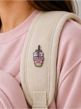 Iced Coffee Girly Pink Bow Enamel Lapel Pin